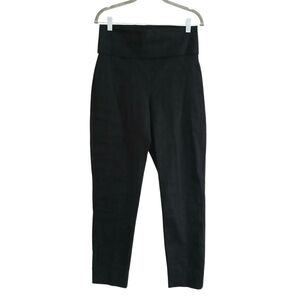 Crea Concept Stretch Linen Foldover Waist Pants Women's S/4 Black High Waist